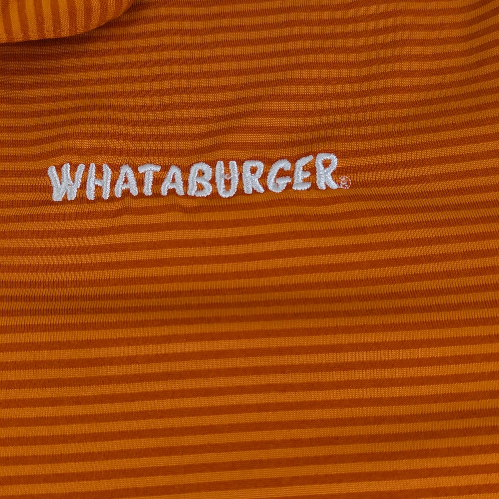 Whataburger Official Employee Striped Polo Shirt Orange Large